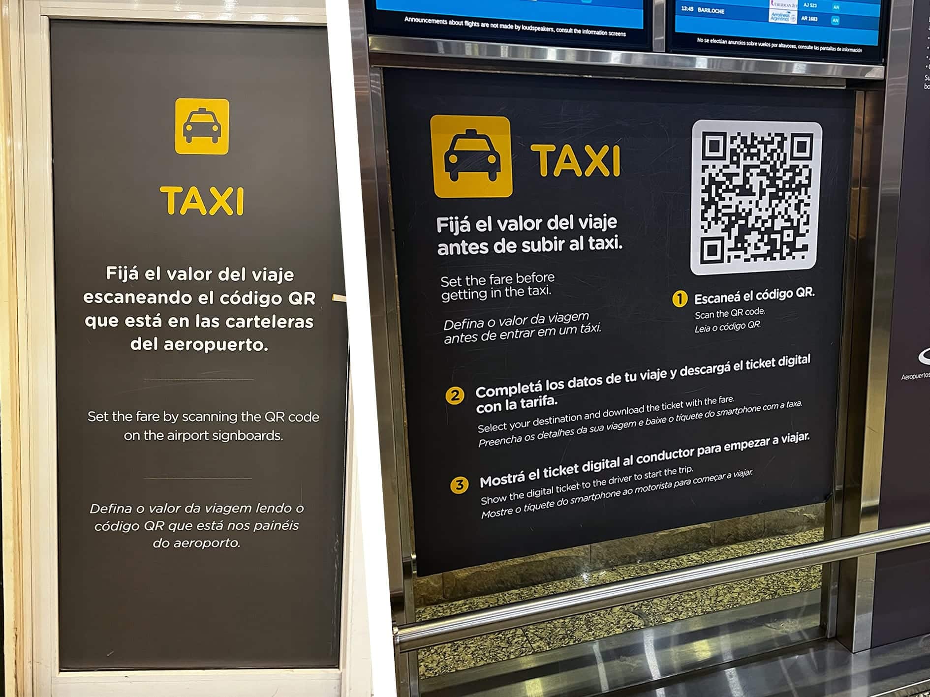 Taxi QR code at Jorge Newbery and Ezeiza